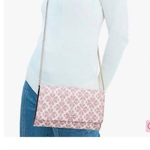 Kate spade flower coated canvas chain clutch